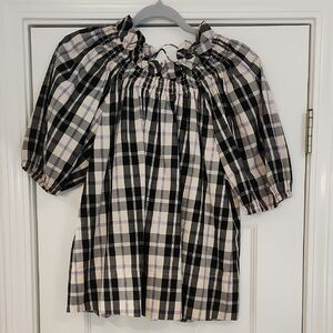 J. Crew Black and White Plaid Top